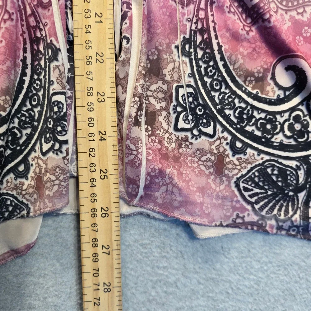 World Unity Flowy Top Womens 1X Beaded Boho Paisley Sharkbite Stretch Tunic - Picture 7 of 9